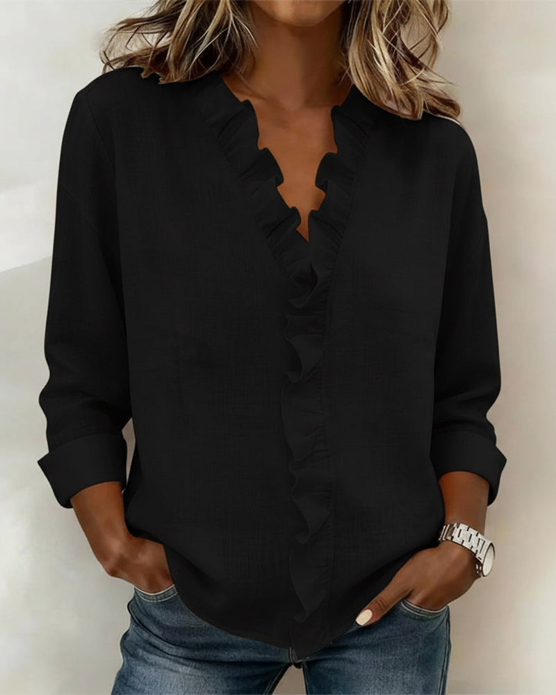 Beatriz - Ruffled Blouse with V-Neck