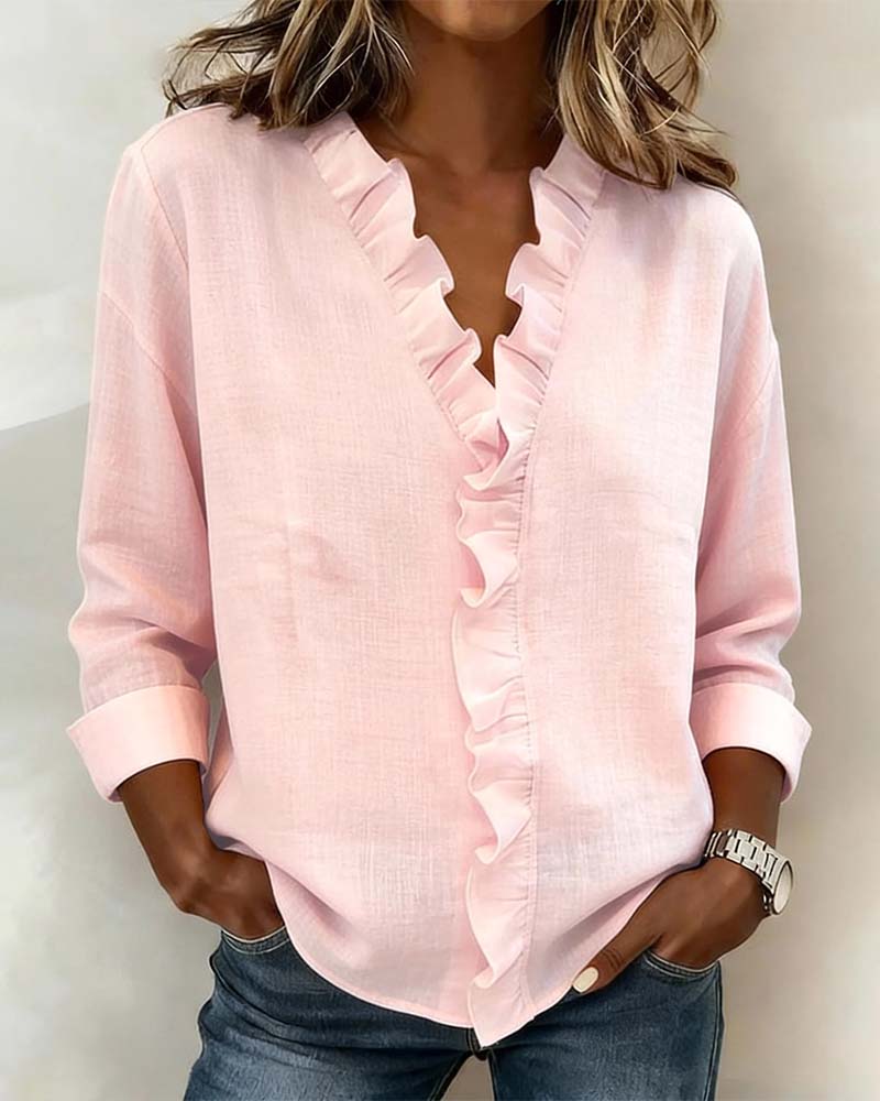 Beatriz - Ruffled Blouse with V-Neck