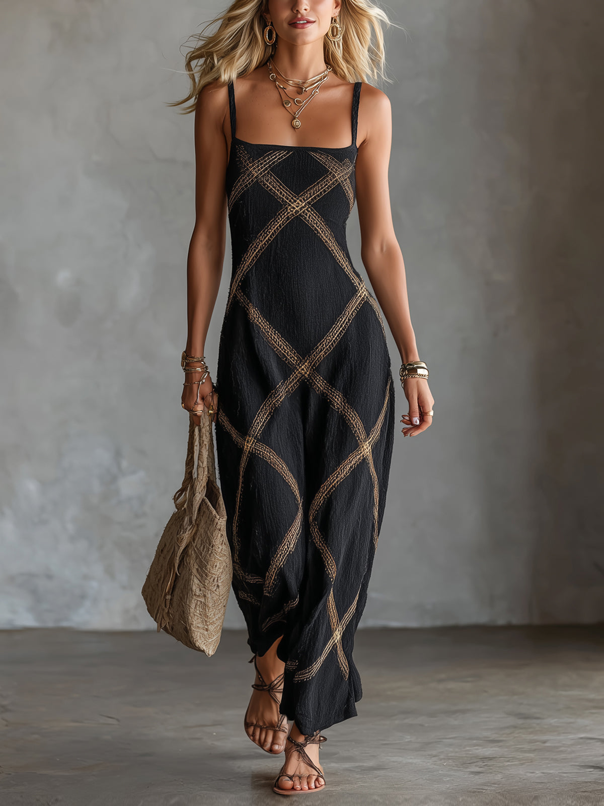 Vittoria – Black Camel Geometric Dress