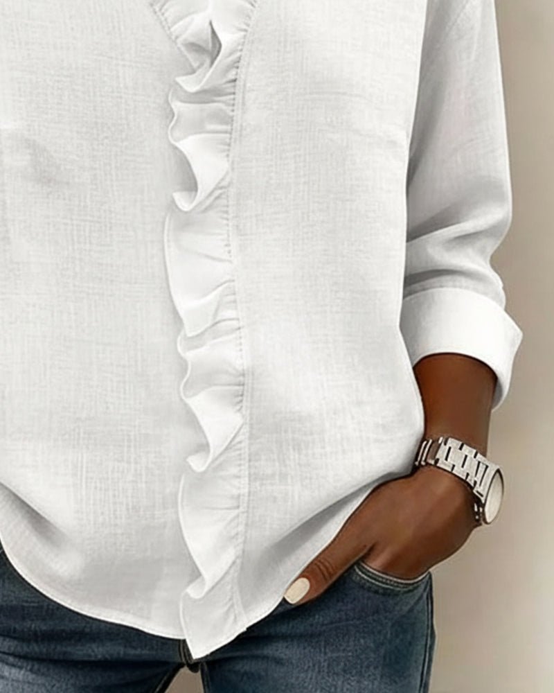 Beatriz - Ruffled Blouse with V-Neck