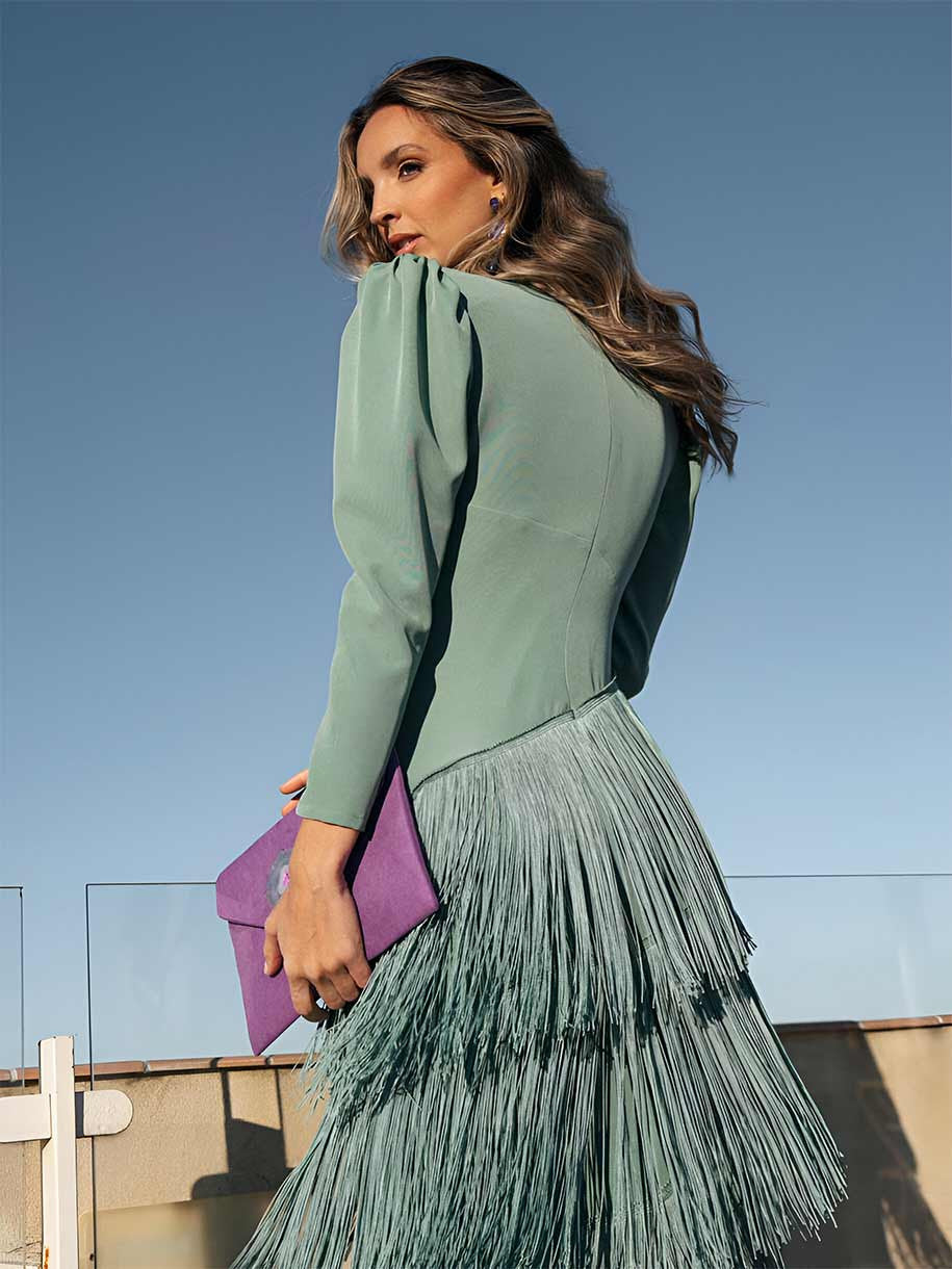 Elegant Fringed Flared Dress - Maison Claire et Sylvie
