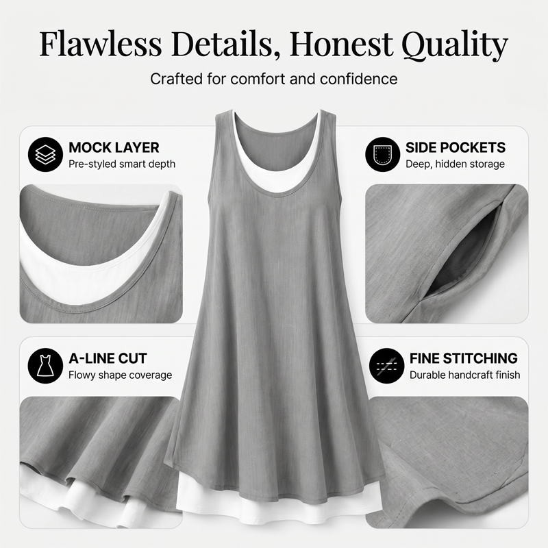 Casual Loose Sleeveless Two Piece Dress