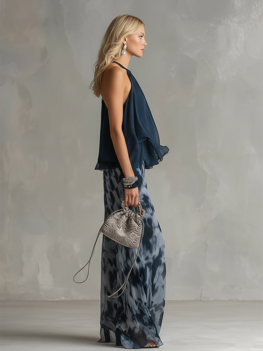Elisa | Elegant and lightweight set with fluid top and wide trousers