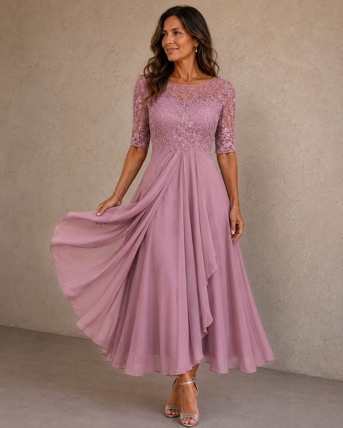 Abella™ | Lace and Chiffon Dress