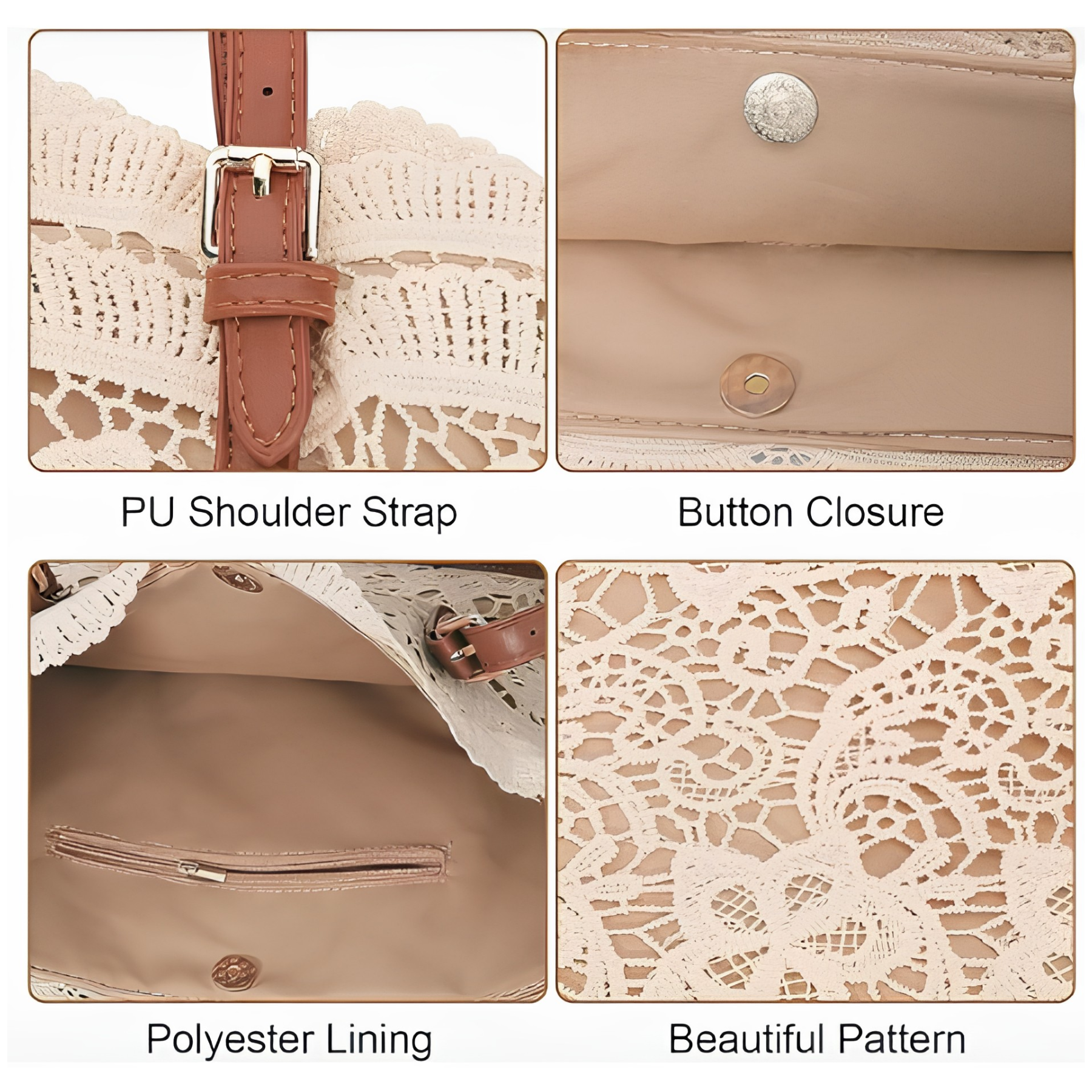 Peicees | Shoulder Bag with Lace Strap