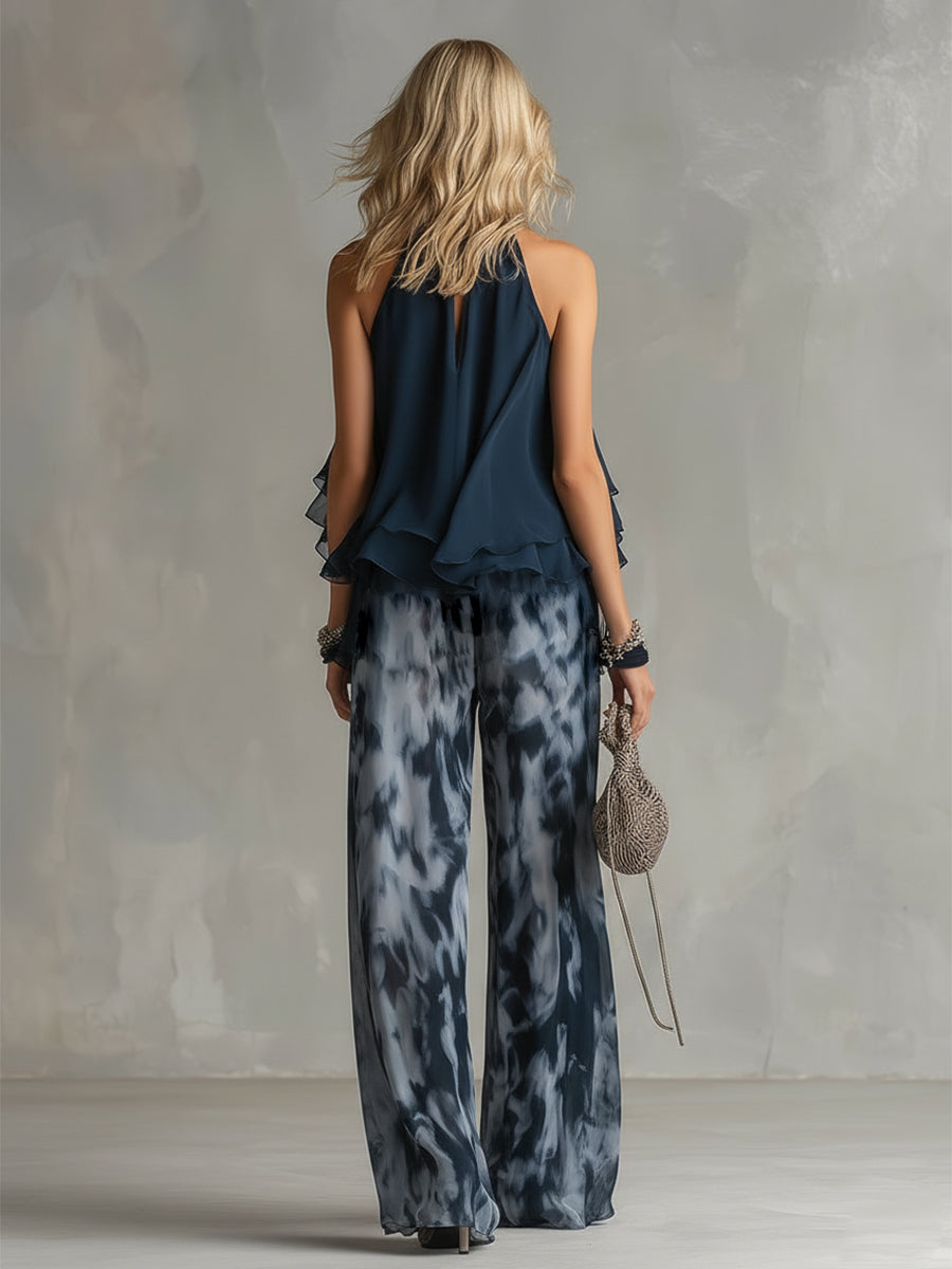 Elisa | Elegant and lightweight set with fluid top and wide trousers