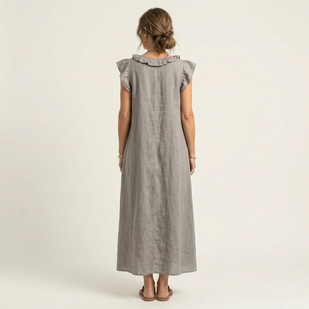 JOSIE | ELEGANT RUFFLE V-NECK MAXI DRESS