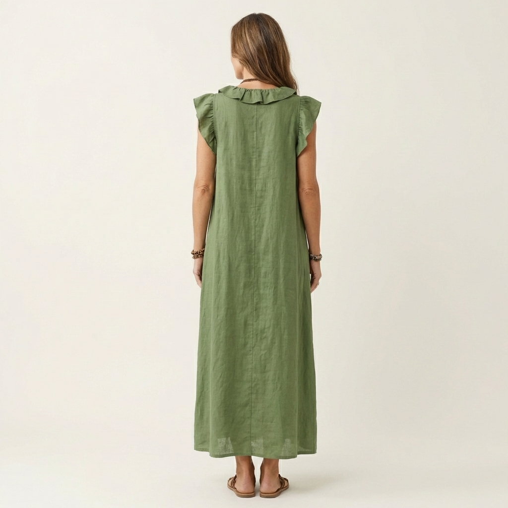 JOSIE | ELEGANT RUFFLE V-NECK MAXI DRESS