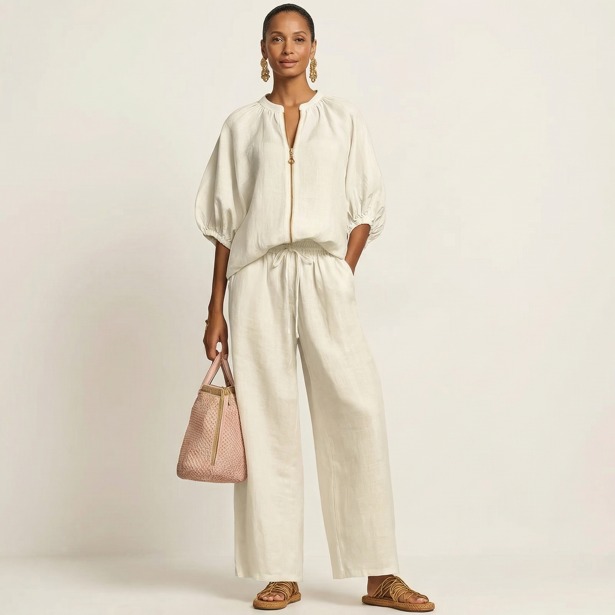 AURELIE | ZIPPER-FRONT PUFF SLEEVE SET