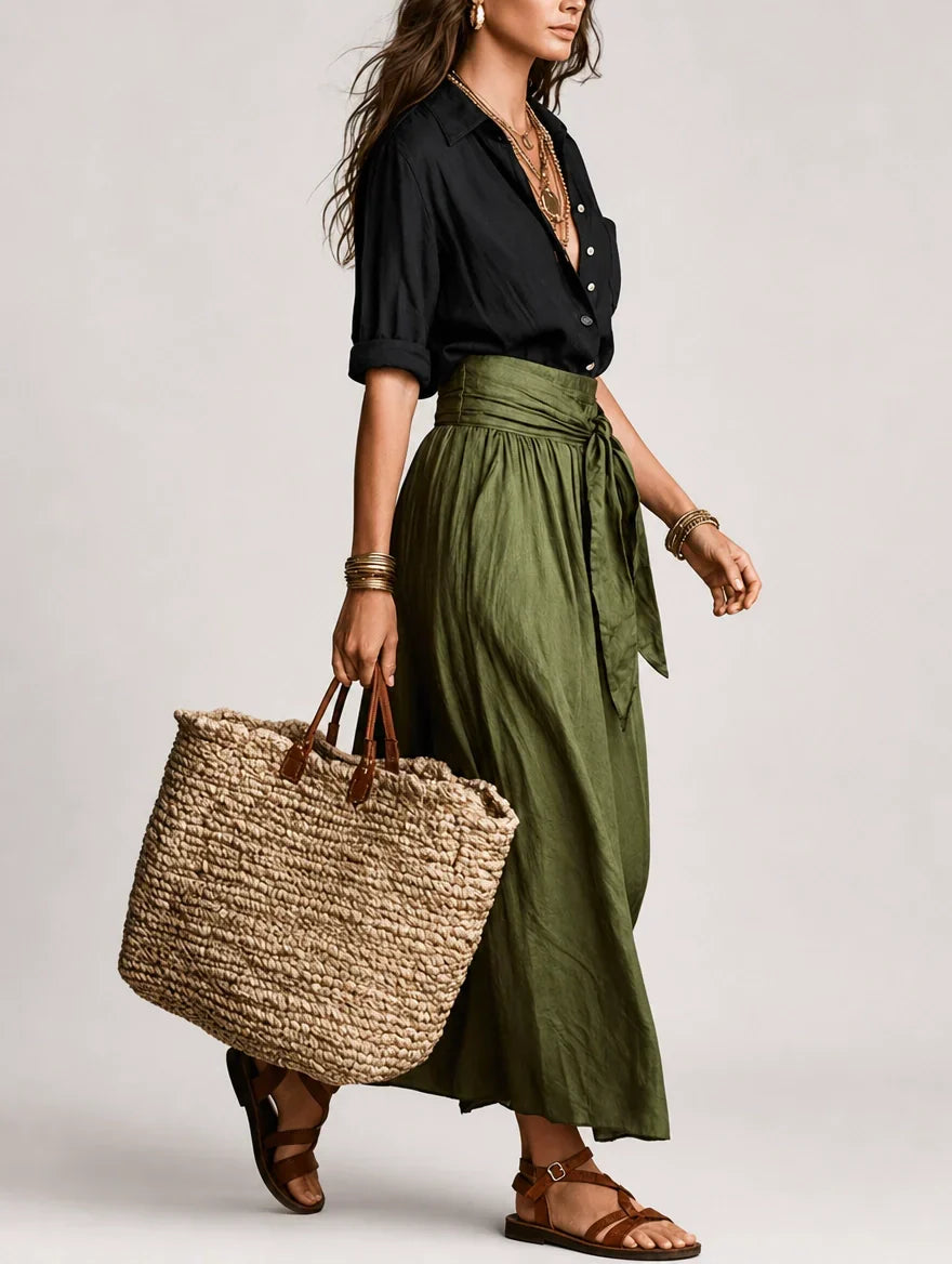 LUCIANA | ELEGANT AND FLOWING ONE-SHOULDER MAXI DRESS