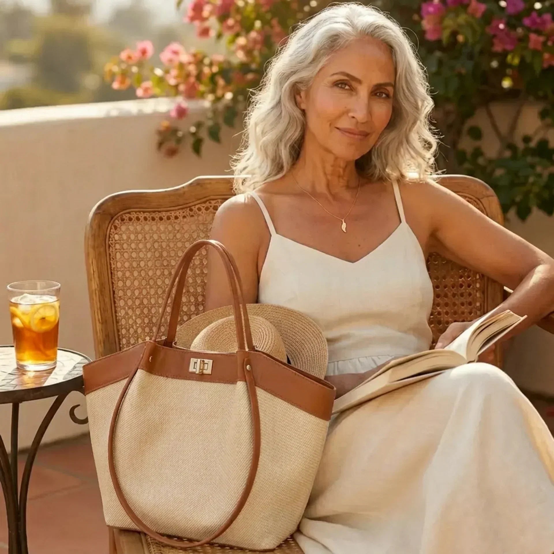 Woven Mattan Tote Bag