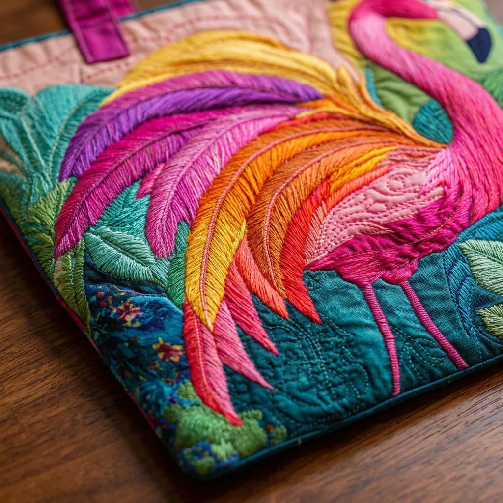 Rainbow Flamingo Quilted Bag – Gift Idea