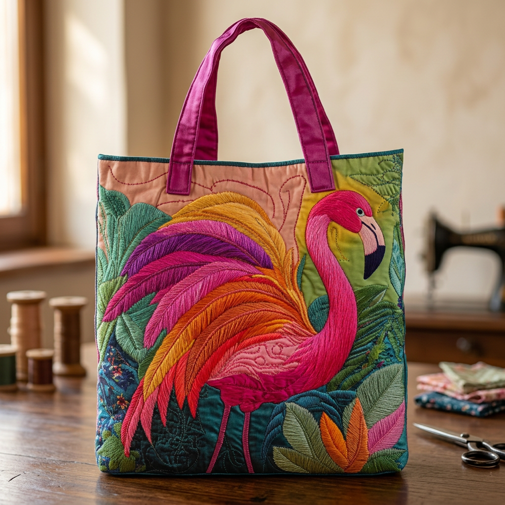 Rainbow Flamingo Quilted Bag – Gift Idea