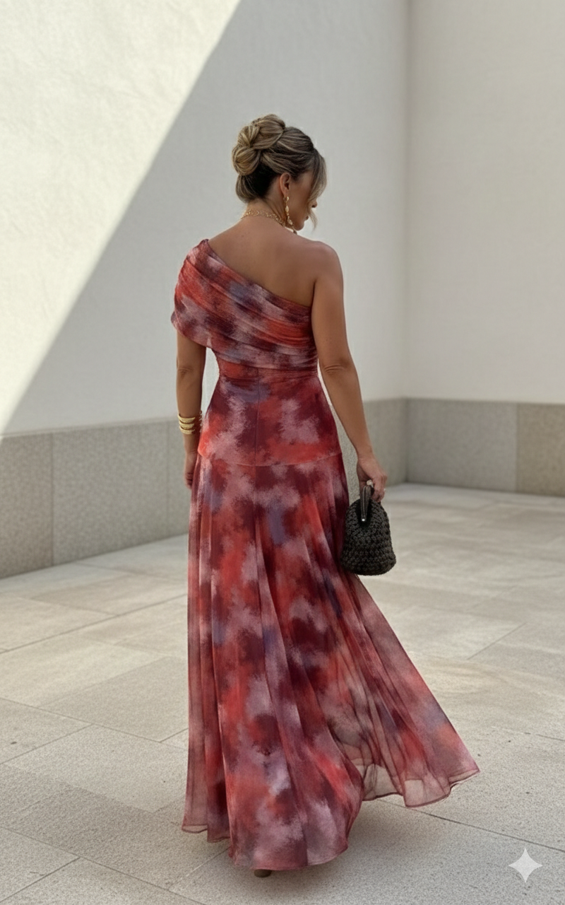 Fluid satin long dress, timeless elegance at Maison Claire and Sylvie
