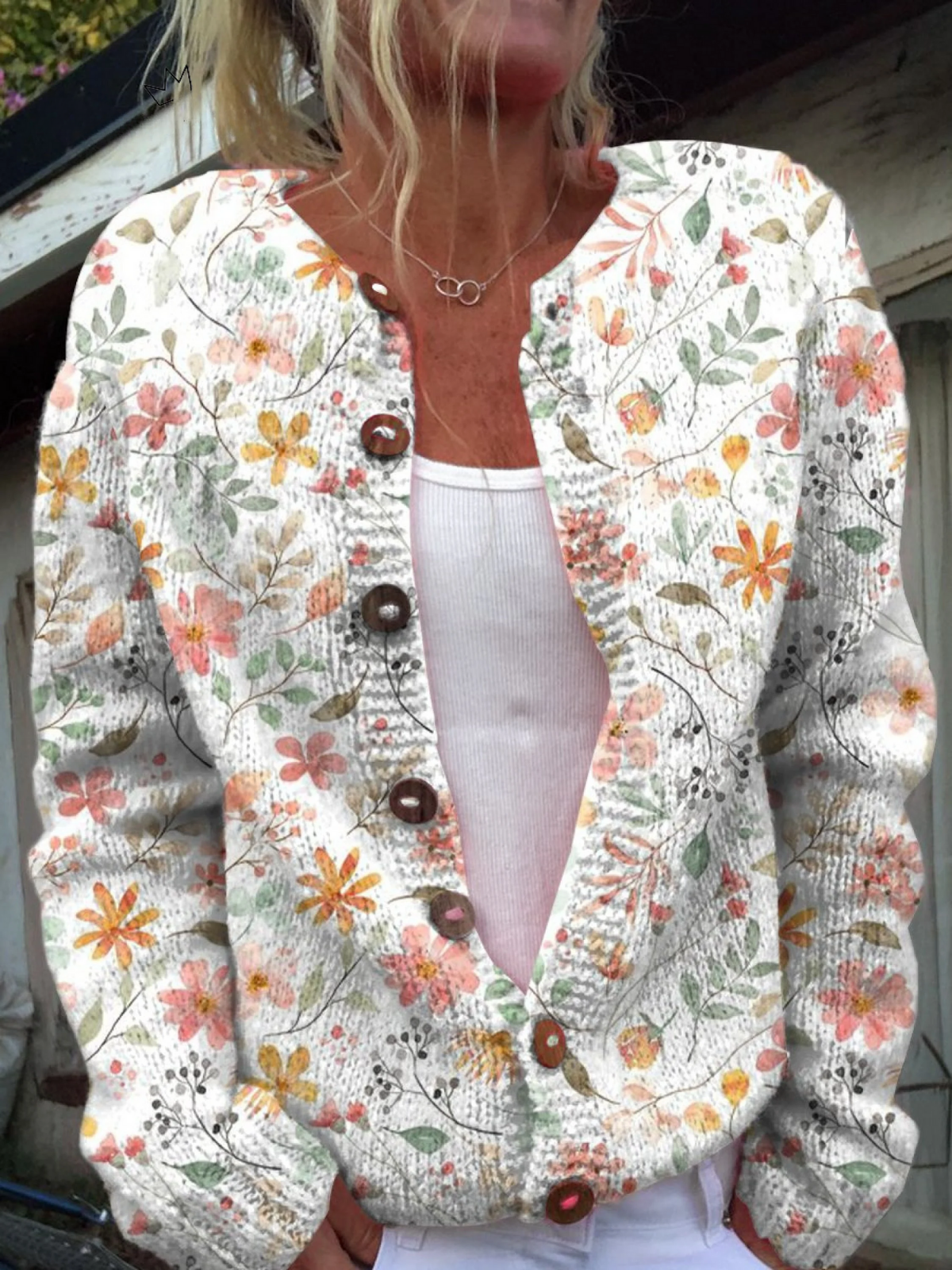 Greta™ | Vintage Floral Knit Cardigan Sweater
