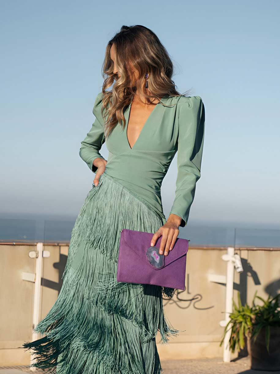 Elegant Fringed Flared Dress - Maison Claire et Sylvie