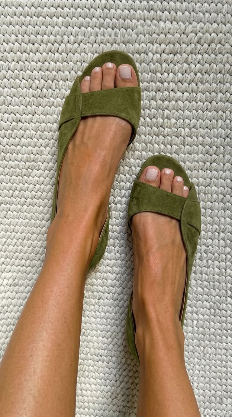 Casual Low Open-Toe Faux Suede Slingback Sandals
