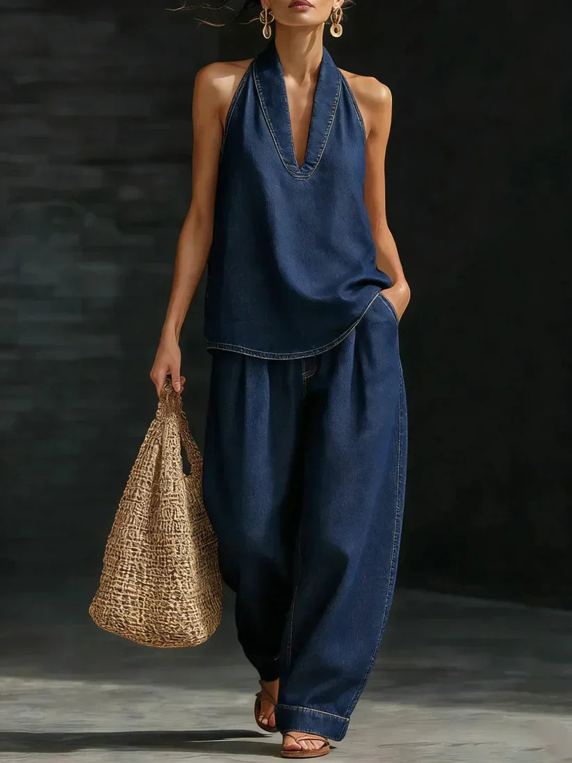 TERESINA | LONG FLUID SUIT WITH V-NECK