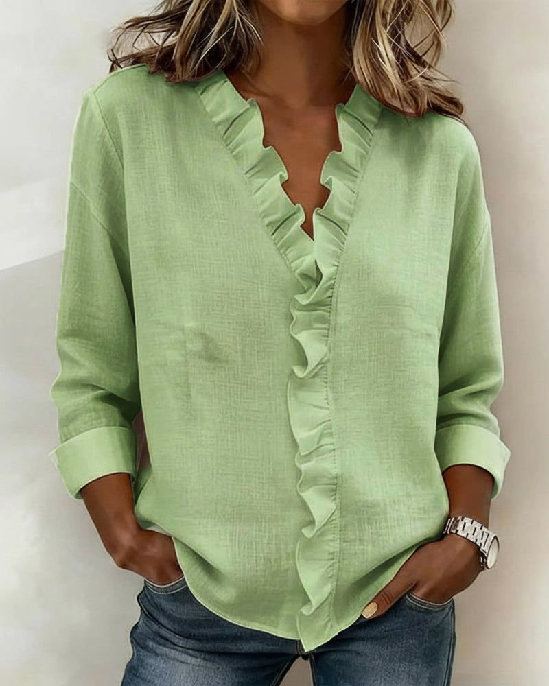 Beatriz - Ruffled Blouse with V-Neck