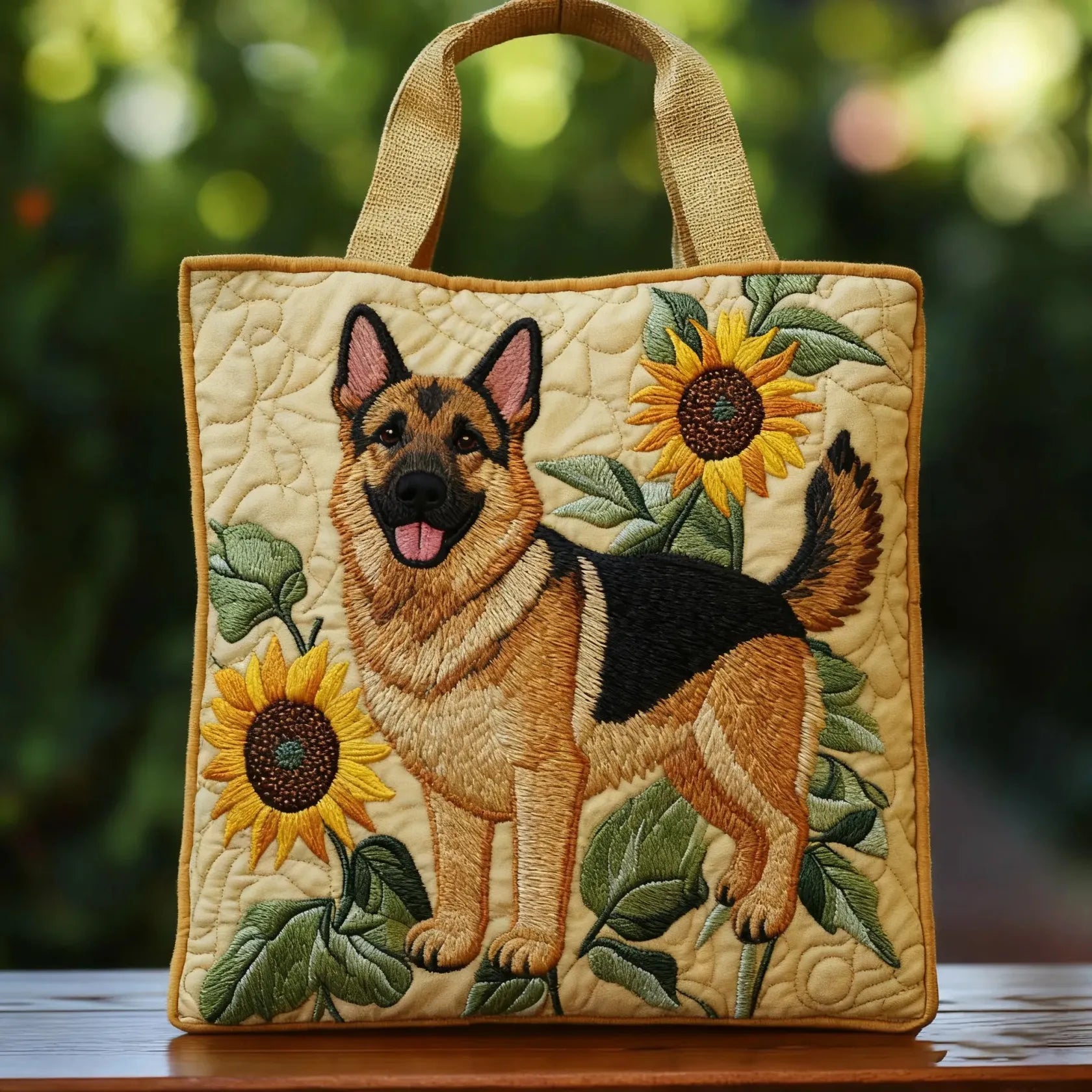 Floral German Shepherd Tote Bag – Gift Idea