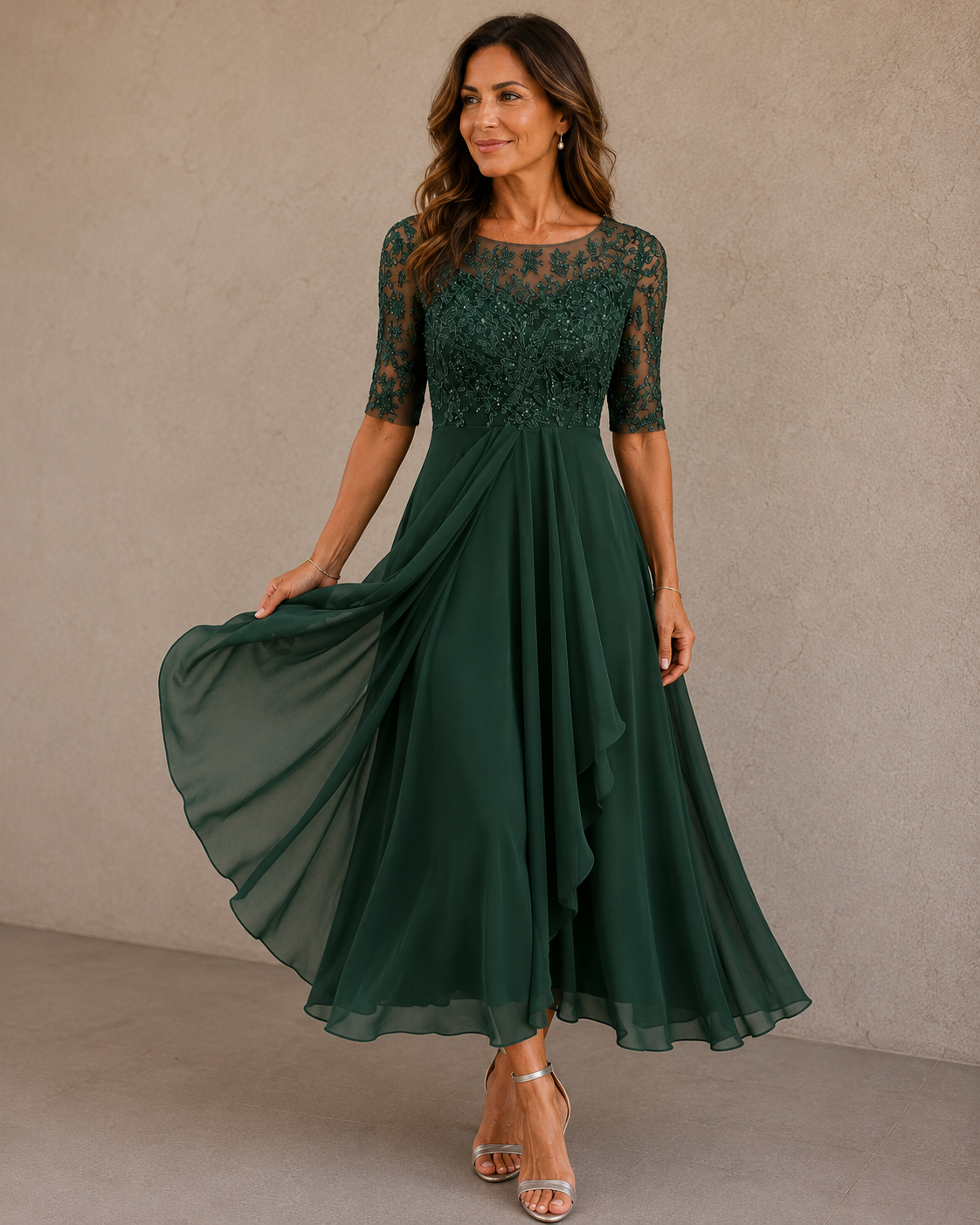 Abella™ | Lace and Chiffon Dress