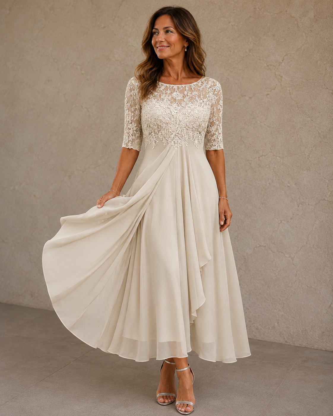 Abella™ | Lace and Chiffon Dress
