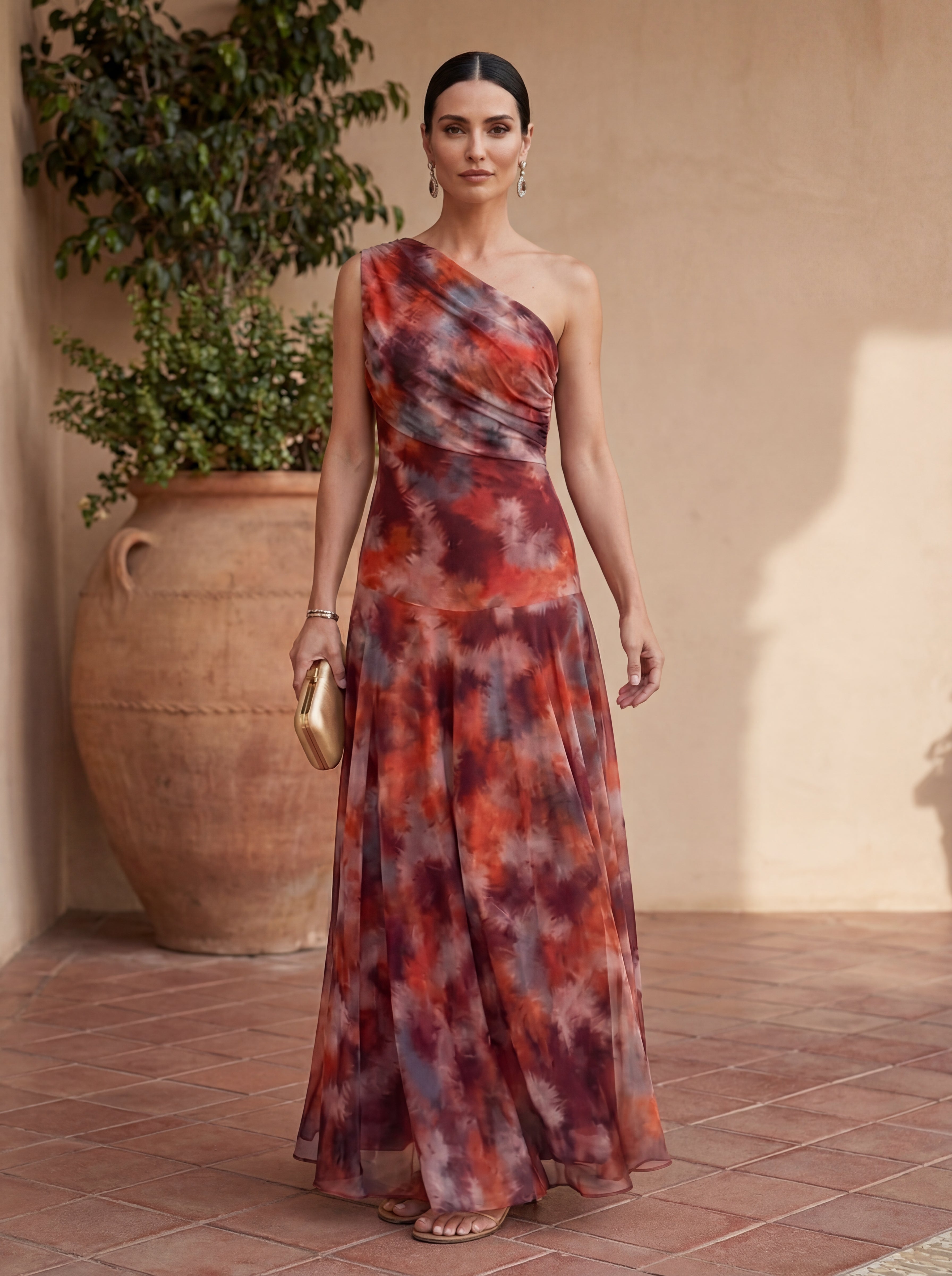 Fluid satin long dress, timeless elegance at Maison Claire and Sylvie