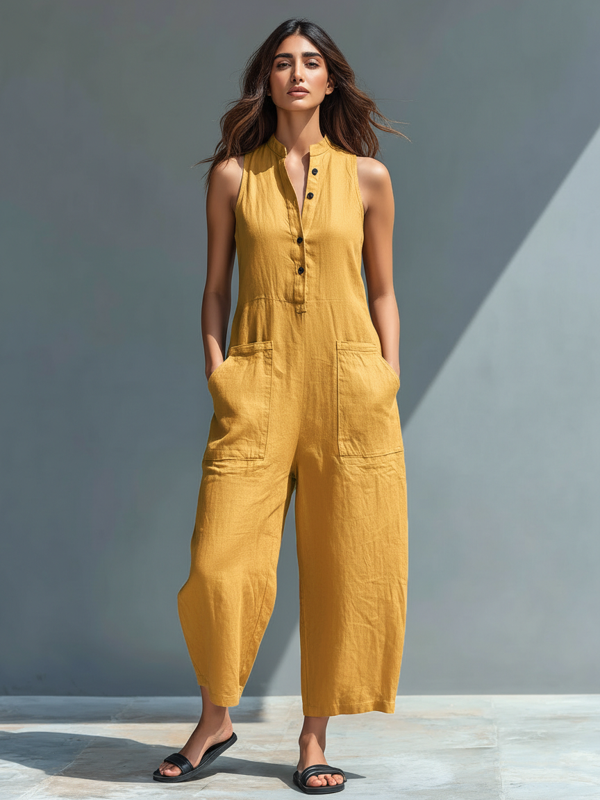 FRANCESCA | FLUID LONG JUMPSUIT WITH POCKETS