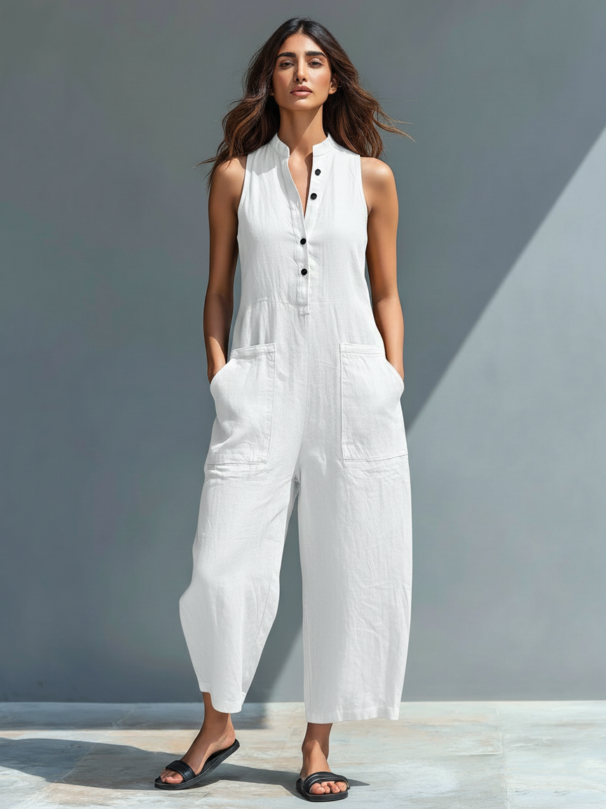 FRANCESCA | FLUID LONG JUMPSUIT WITH POCKETS