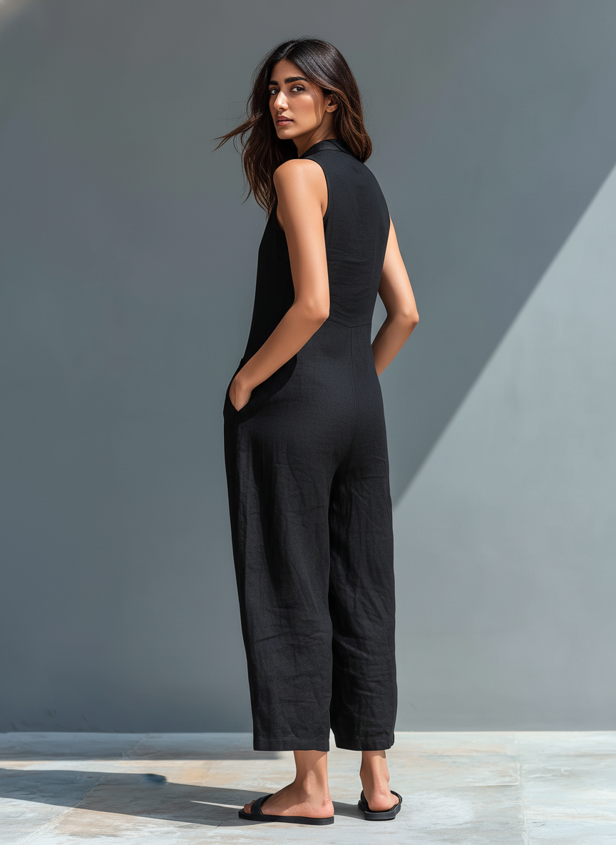 FRANCESCA | FLUID LONG JUMPSUIT WITH POCKETS