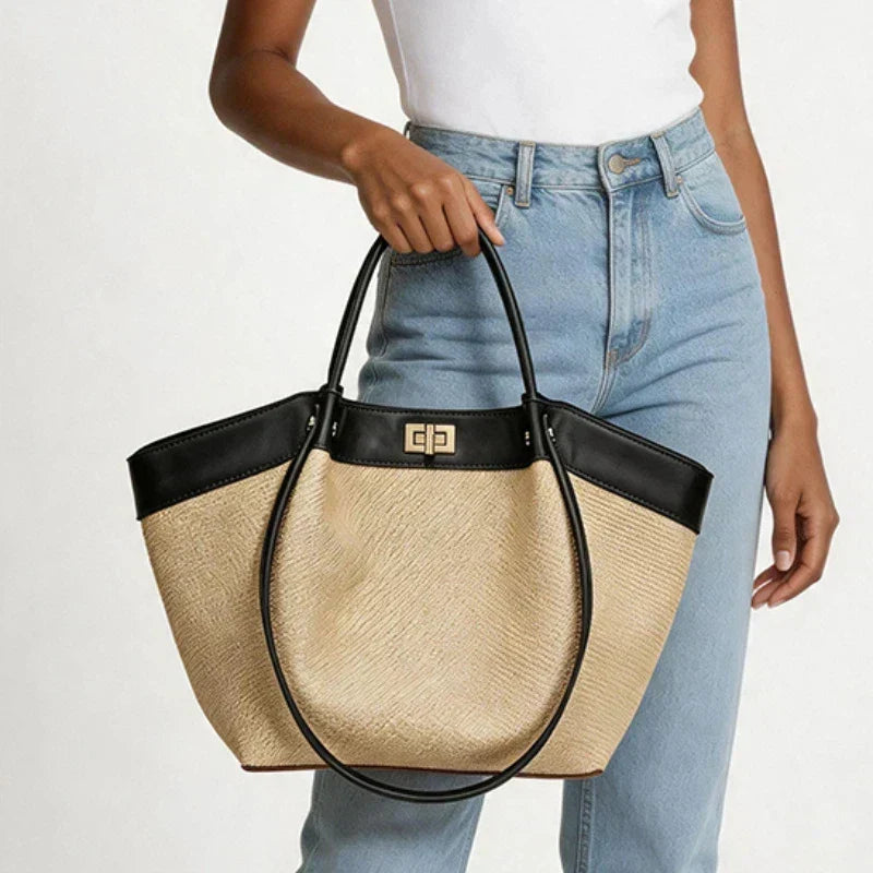 Woven Mattan Tote Bag