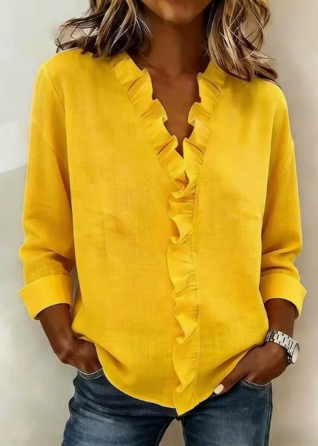 Beatriz - Ruffled Blouse with V-Neck