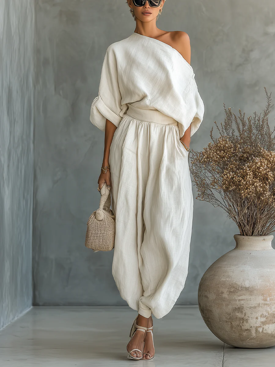 ROSALIA | ONE-SHOULDER DRAPED FLUID OUTFIT
