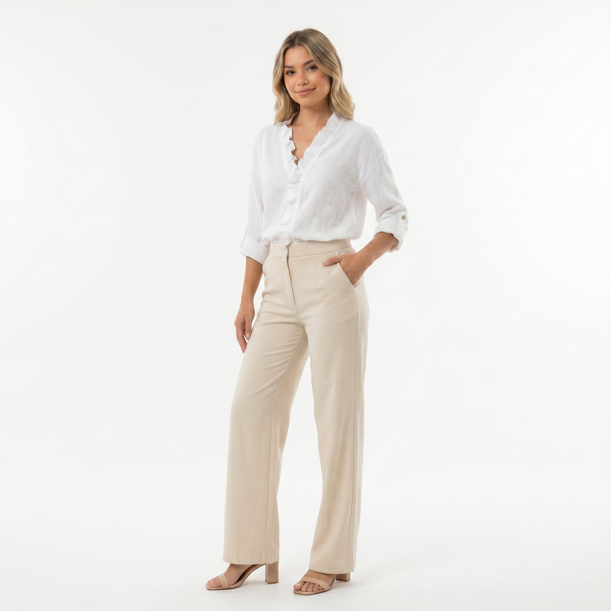 Beatriz - Ruffled Blouse with V-Neck