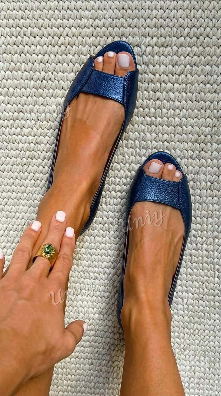 Chic Metallic Peep Toe Ballerinas in Champagne Gold