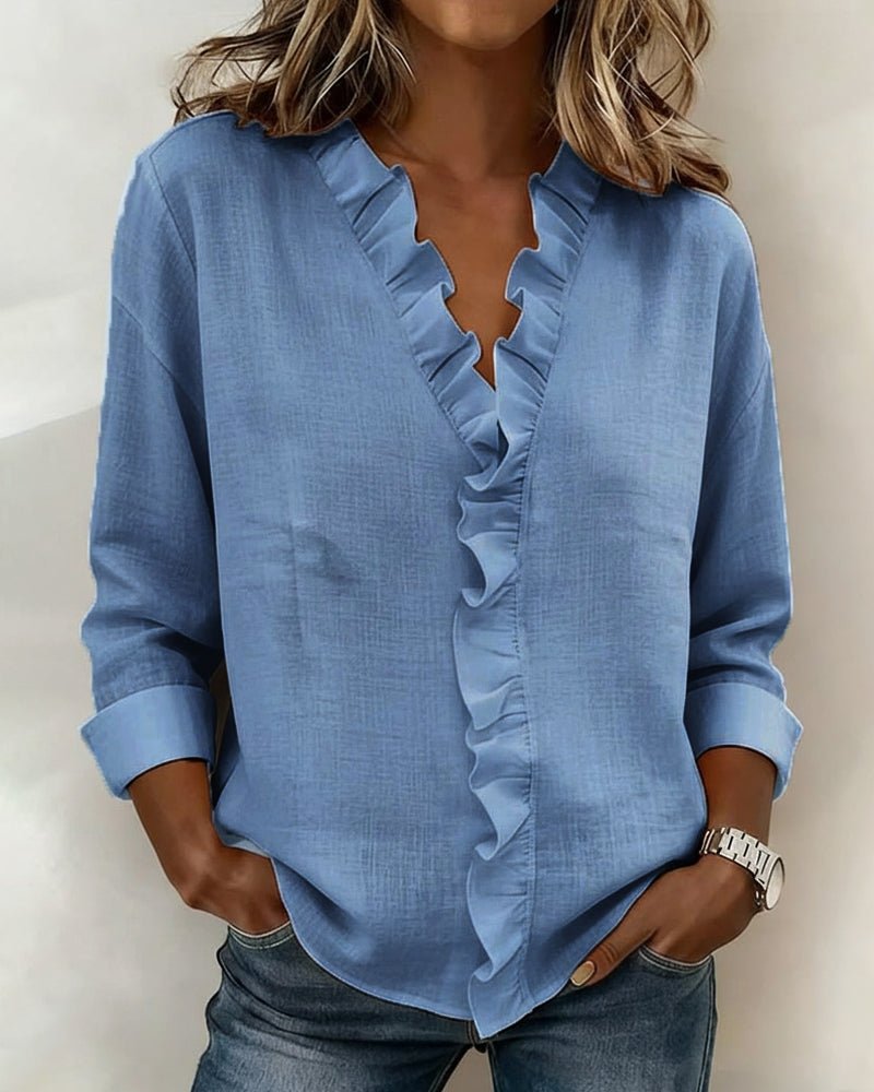 Beatriz - Ruffled Blouse with V-Neck