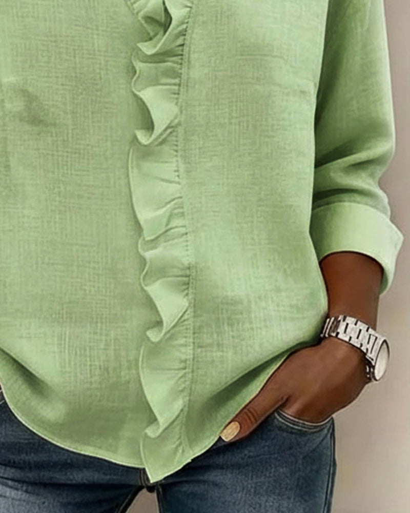Beatriz - Ruffled Blouse with V-Neck