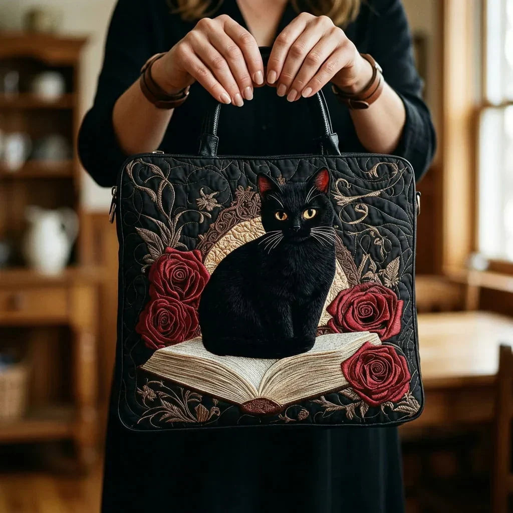 Women's Bag with Black Cat and Books – Two Sizes