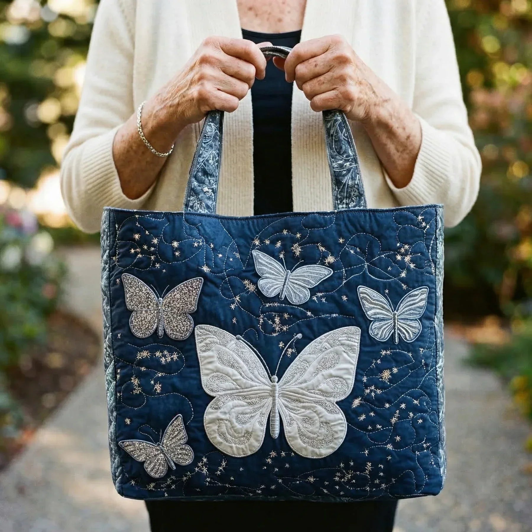 Silver Butterfly Artisan Bag – Elegant and Practical