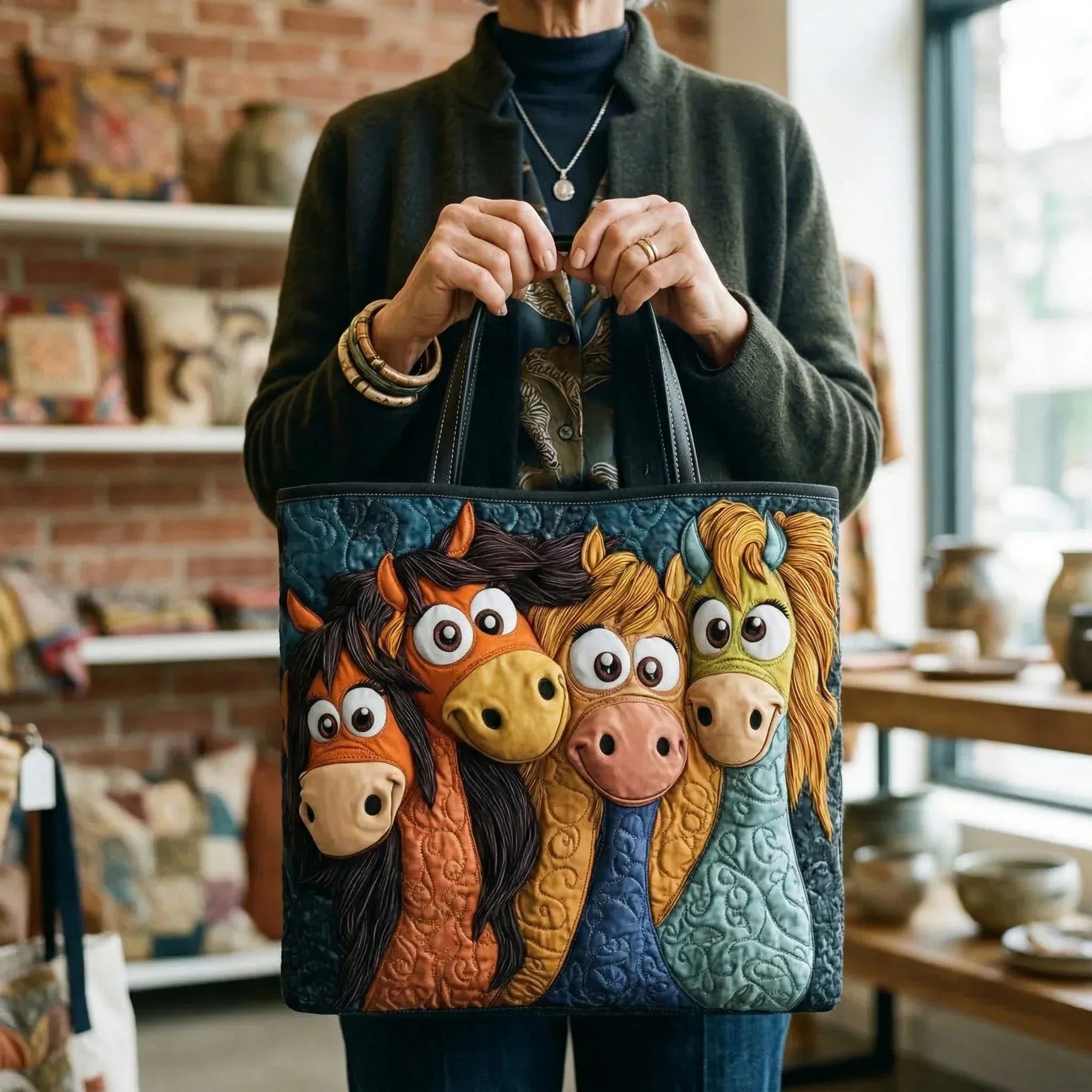 Quilted Bag with Magical Ponies – Spacious and Lightweight