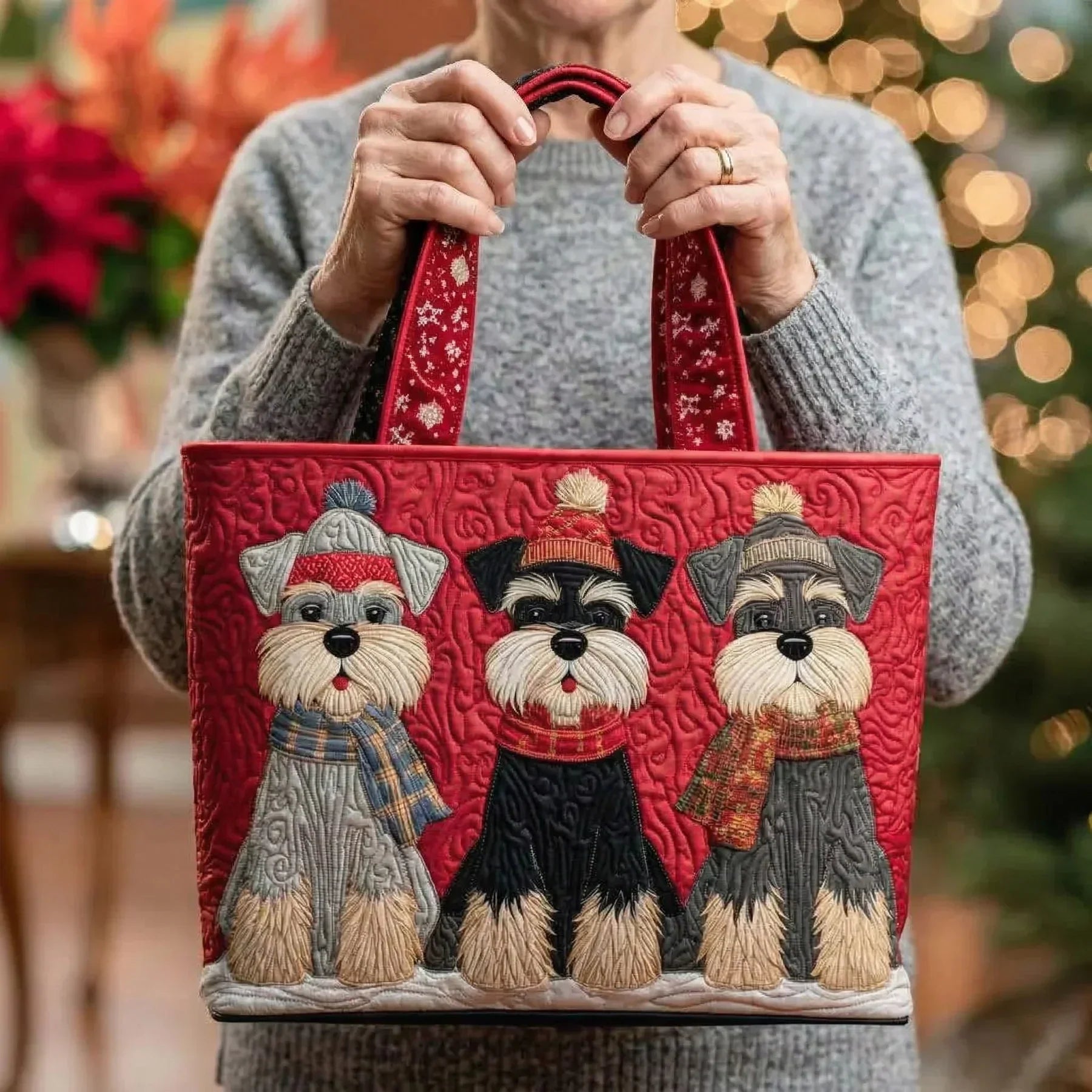 Women's Bag with Trio of Schnauzers – Two Sizes