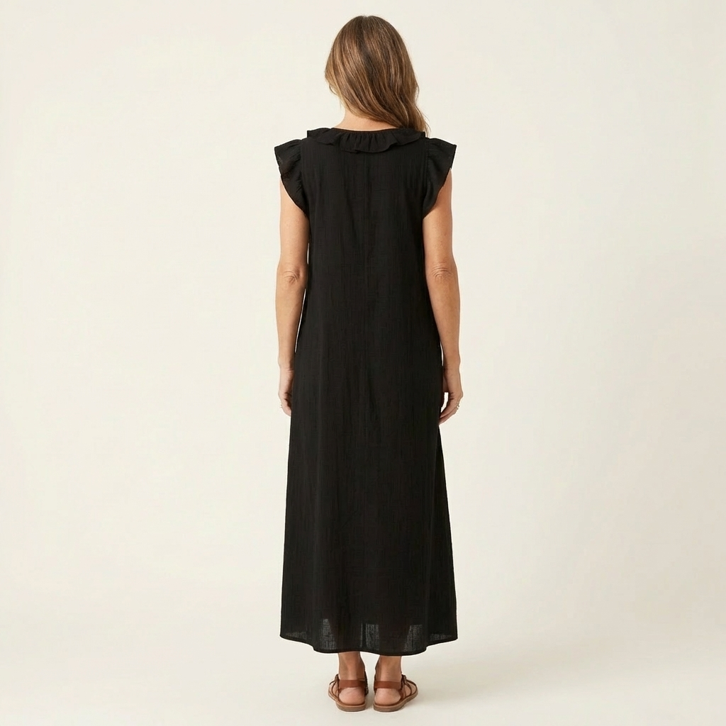 JOSIE | ELEGANT RUFFLE V-NECK MAXI DRESS