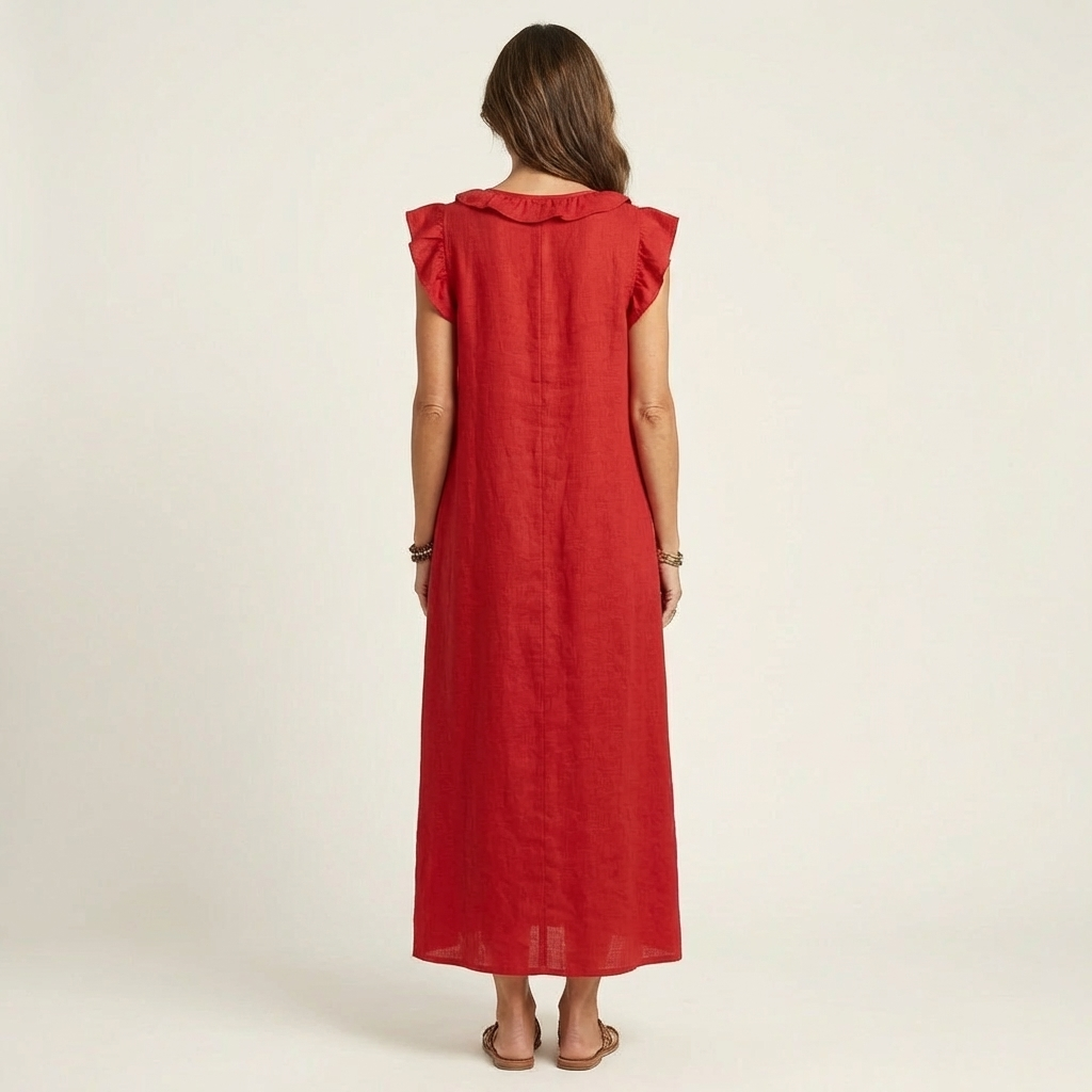 JOSETTE | ELEGANT RUFFLE V-NECK MAXI DRESS