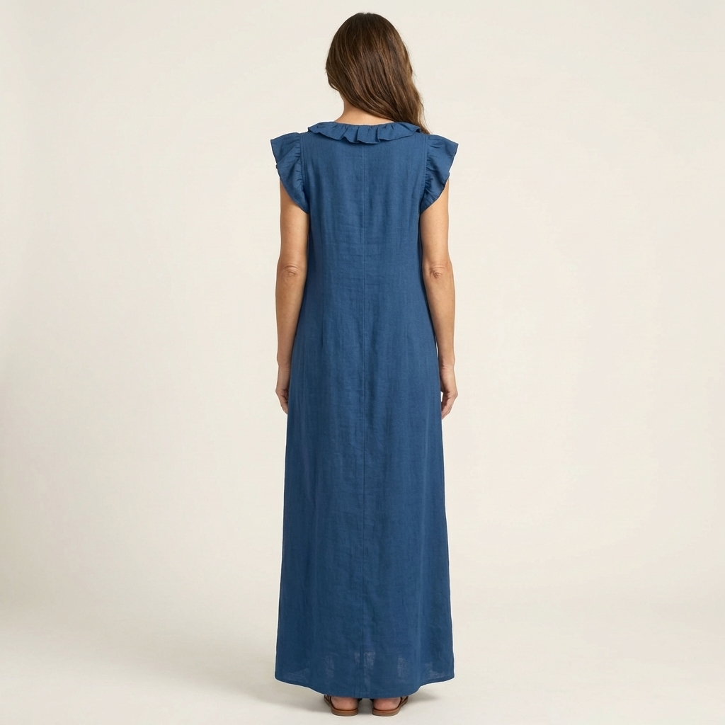 JOSIE | ELEGANT RUFFLE V-NECK MAXI DRESS