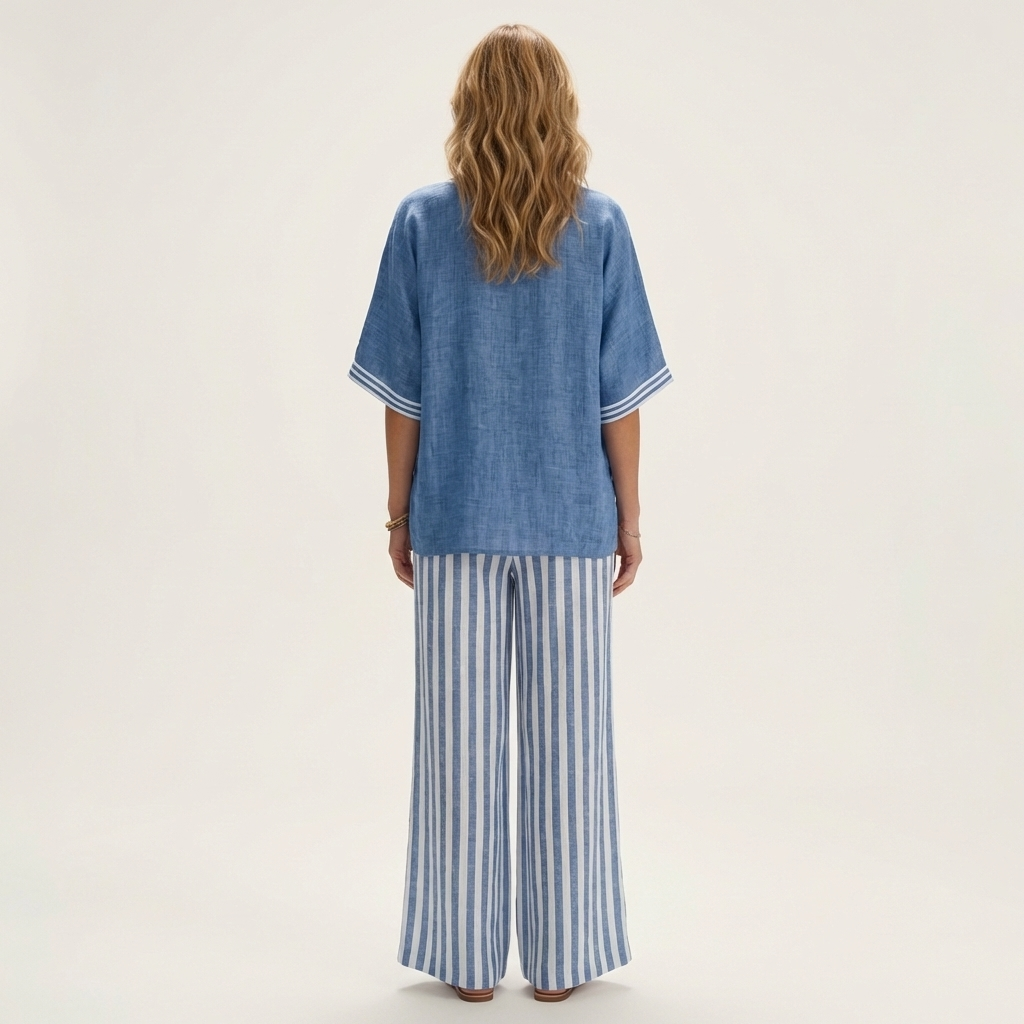 GISELLE | V-NECK VARSITY TOP & STRIPE WIDE-LEG SET
