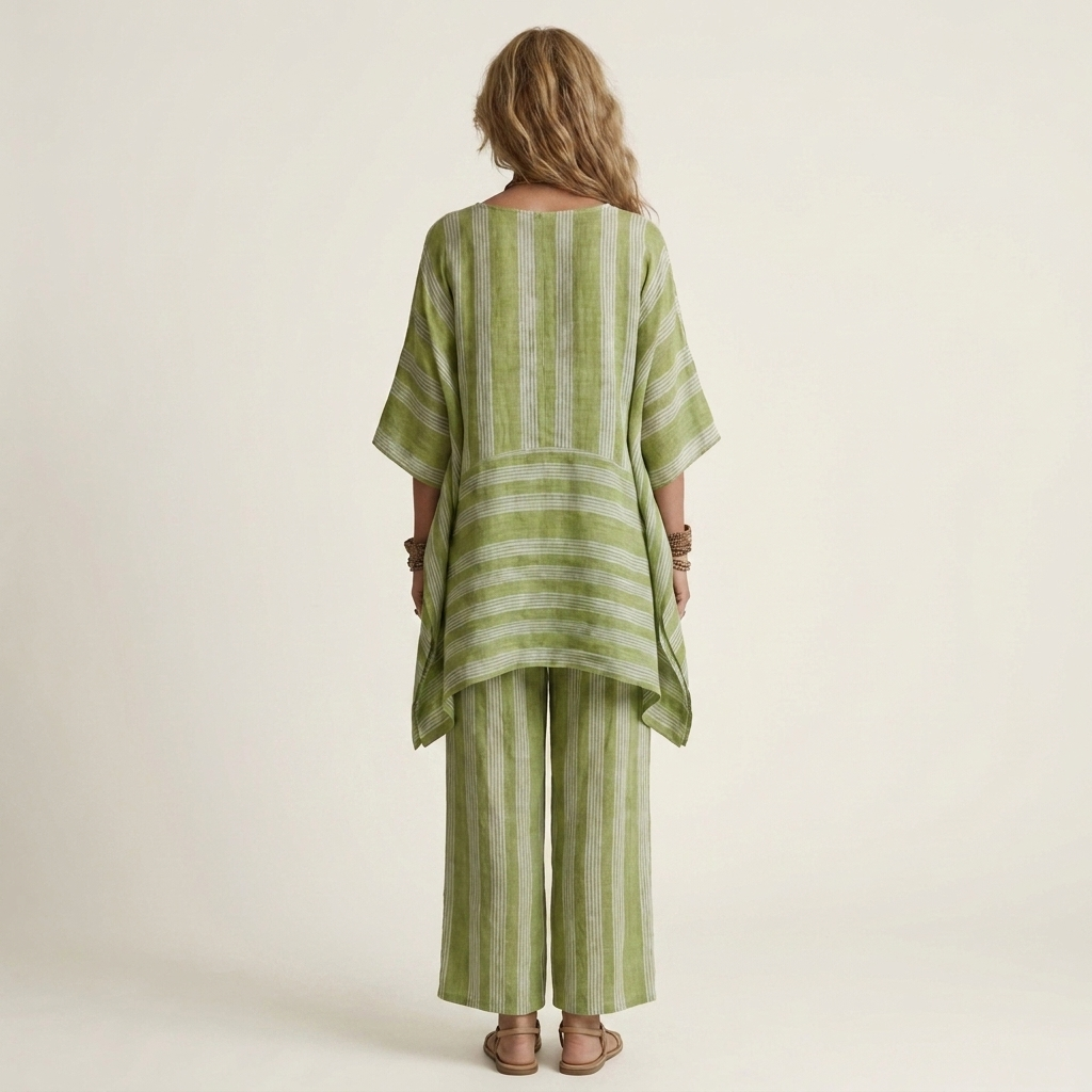 SASHA | TWO-PIECE STRIPED COTTON-LINEN SET