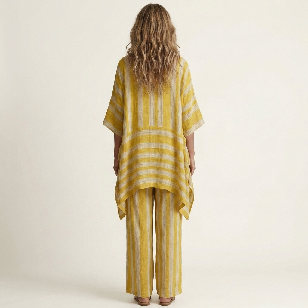 SASHA | TWO-PIECE STRIPED COTTON-LINEN SET