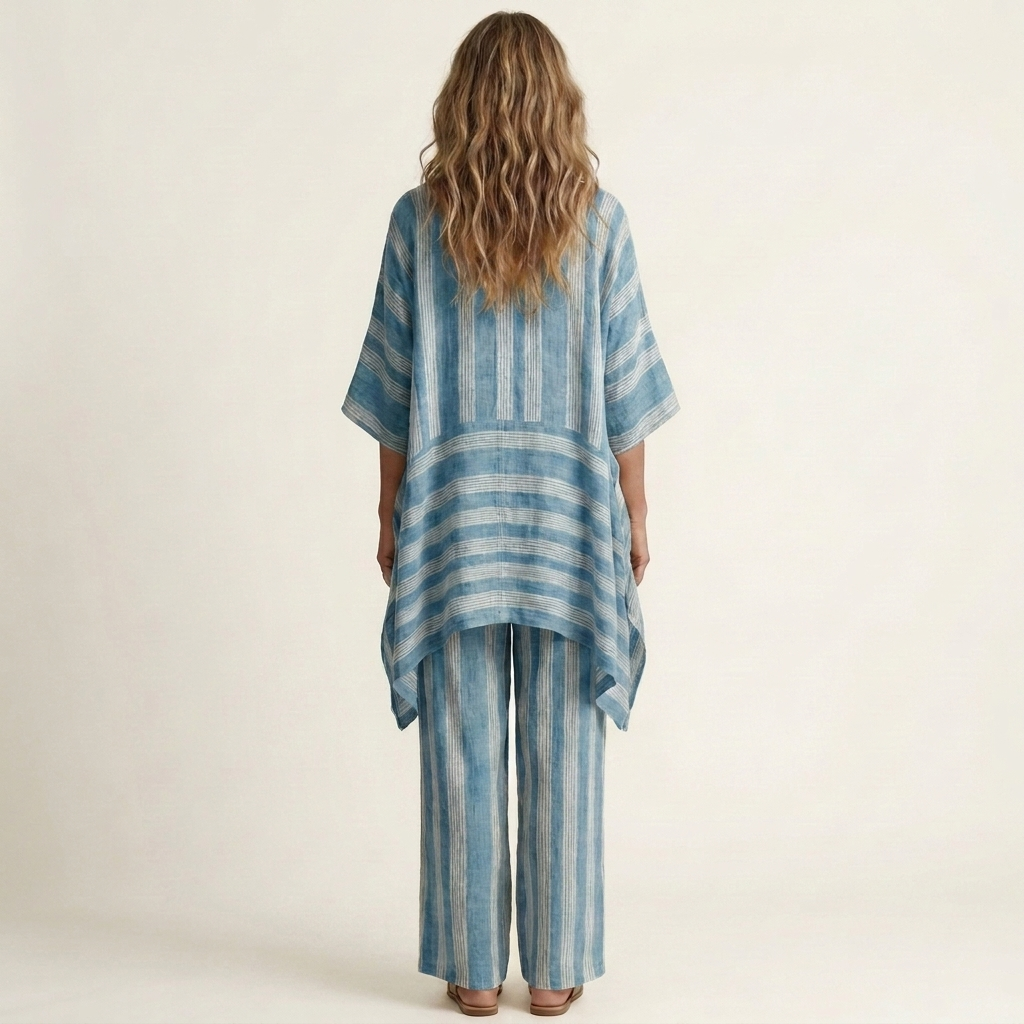 SASHA | TWO-PIECE STRIPED COTTON-LINEN SET