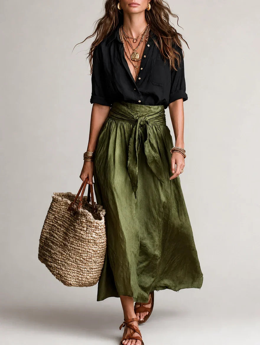 LUCIANA | ELEGANT AND FLOWING ONE-SHOULDER MAXI DRESS