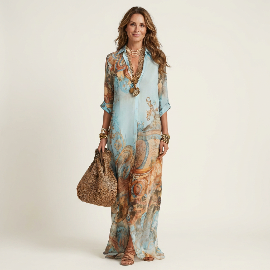 ELOWEN | SILK MAXI SHIRT DRESS